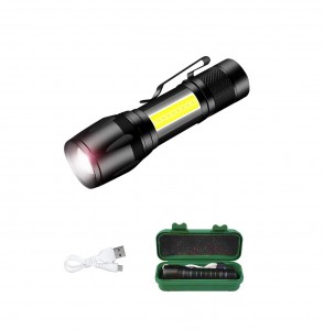 USB Rechargeable Mini COB Flash Light with Clip