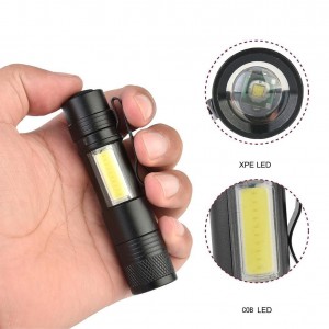 Mini Telescopic Zoom COB LED Flashlight with Clip