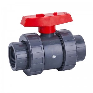 XF4903 PVC Double Union Ball Valve Red Handle