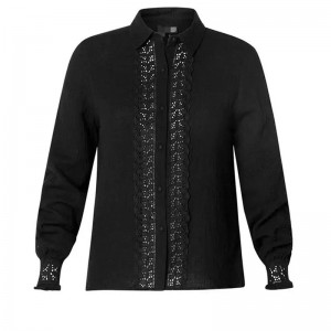 Front and cuff lace insert shirt