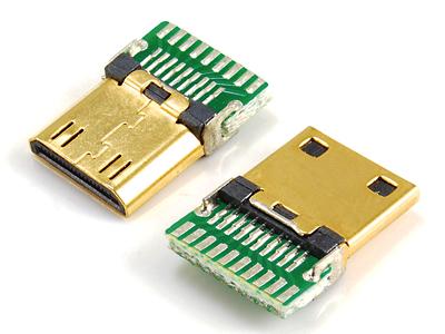 Mini HDMI C male,PCB board wire solder type  KLS1-L-004