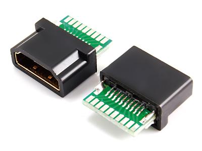 HDMI A female PCB board wire solder type + The sheath  KLS1-L-014