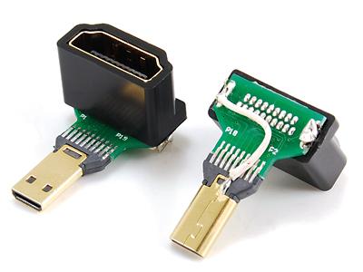 HDMI micro male to HDMI A female adaptor,90˚ angle type KLS1-A-P-002