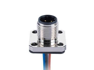 IP67 M12 A-Coding,Soldering male,Flange Panel mount, Automation technology  KLS15-M12A-N2