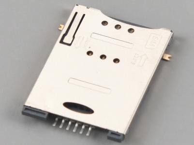 SIM Card Connector,PUSH PUSH,6P,H1.85mm,with Post and out Post  KLS1-SIM-073A