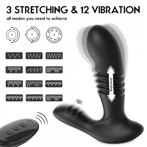 Remote Control 12 Patterns Dual Stimulation Thrusting Anal Plug Prostate Massager