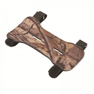 Camouflage Ventilated Leather Arm Guard Archery Forearm Protector with 2 Straps
