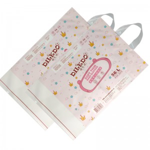 Customized laminated baby diaper plastic packaging bag with handle