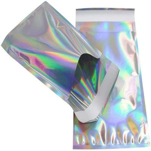 Custom Holographic Biodegradable  Clear/Pink  Plastic/paper/Bubble Packaging Bags for Shipping /Clothing/Food