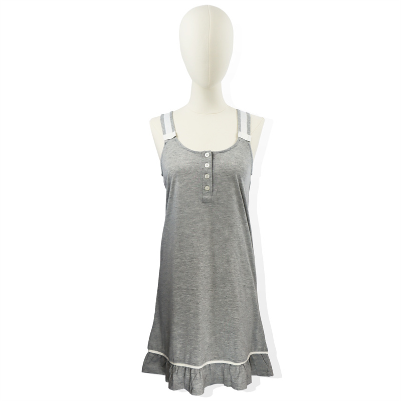 Grey Melange Cotton Women’s Sleeveless Sleepshirt Featured Image