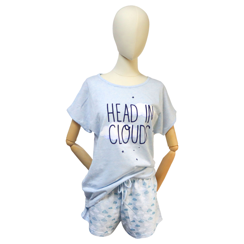 CVC women’s cloud pattern sky blue Melange short Pajama Featured Image
