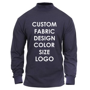 oem custom 100% cotton Heavyweight long sleeve t shirt men’s oversized boxy fit blank mock neck tee shirt