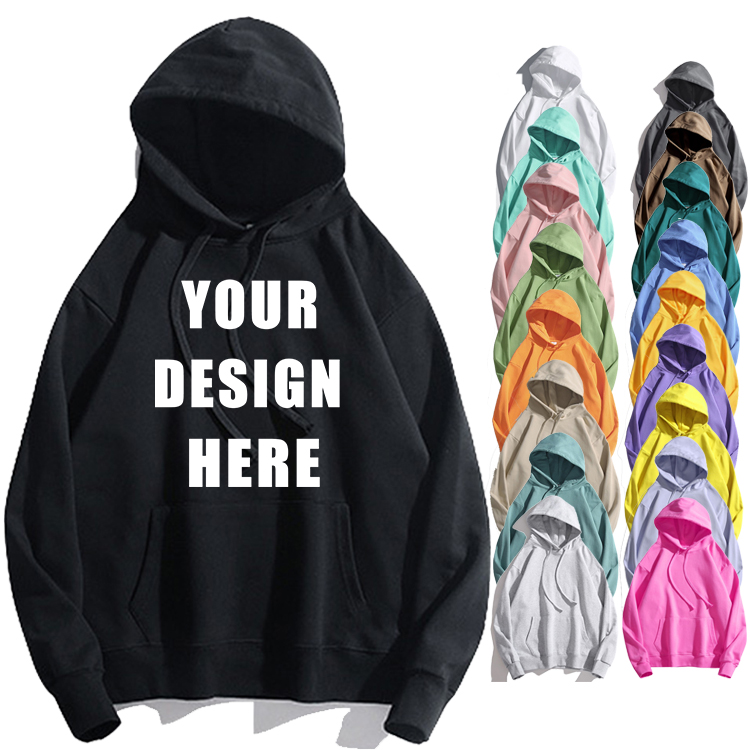 Custom embroidered Logo Print private label Men’s Clothing Thick Cotton Unisex Sweatshirt Blank Plain Oversized Hoodie Featured Image