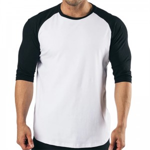 China manufacturing 3/4 sleeve tshirt man raglan sleeve tshirt man custom printing 6040 blend tshirt