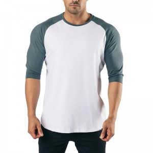 China manufacturing 3/4 sleeve tshirt man raglan sleeve tshirt man custom printing 6040 blend tshirt