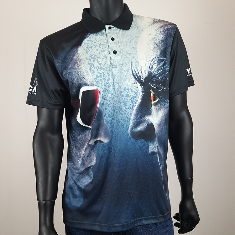 OEM custom sublimation printed short sleeve 100% polyester polo t shirt Shirts for Men