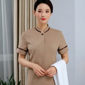 Hotel housekeeping uniform cleaner staff maid workwear short sleeve design customized printed embroidery custom logo uniform