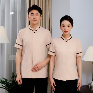 Hotel housekeeping uniform cleaner staff maid workwear short sleeve design customized printed embroidery custom logo uniform