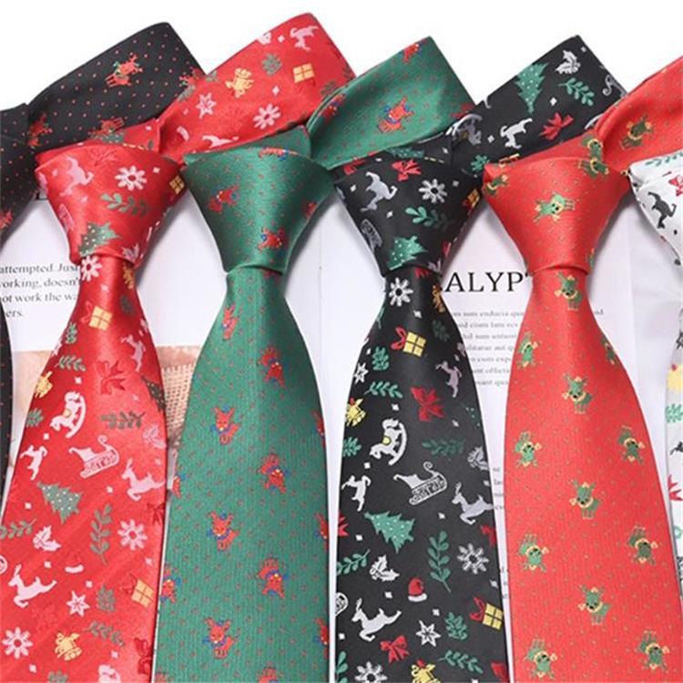 Newly Fashion Winter Men’s Red and White Christmas Elk Single Ties