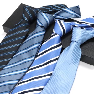 Senior Hand Play Blue Stripes Men’s tie College Style Polyester Custom Made Ties Business Neckties Wholesale
