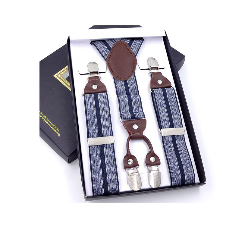 Wide Adjustable Elastic Leather Braces Y Shape Mens Suspenders Supplier
