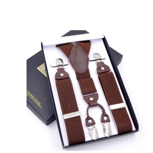 Wide Adjustable Elastic Leather Braces Y Shape Mens Suspenders Supplier