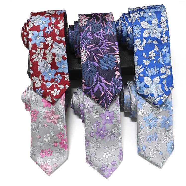 Men’s ties trendy casual jacquard polyester red and white business ties wholesale spot professional flower neckties