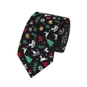 Newly Fashion Winter Men’s Red and White Christmas Elk Single Ties