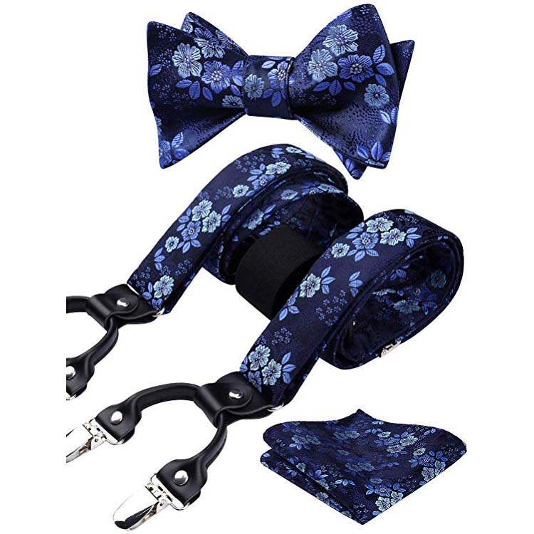 Whoelsale Luxury Paisley Pre Tied Bow Tie&hanky and Suspenders Set for Men Featured Image