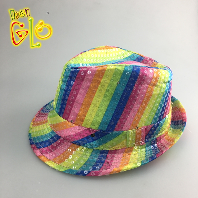 Wholesale Rainbow Color Light Up Hat Sequin Fedora LED Manufacturer and ...