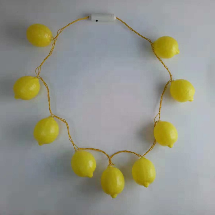 New Year party supplies lemon fruit necklace Light Up Jumbo Lemon Necklace with 9 LEDs