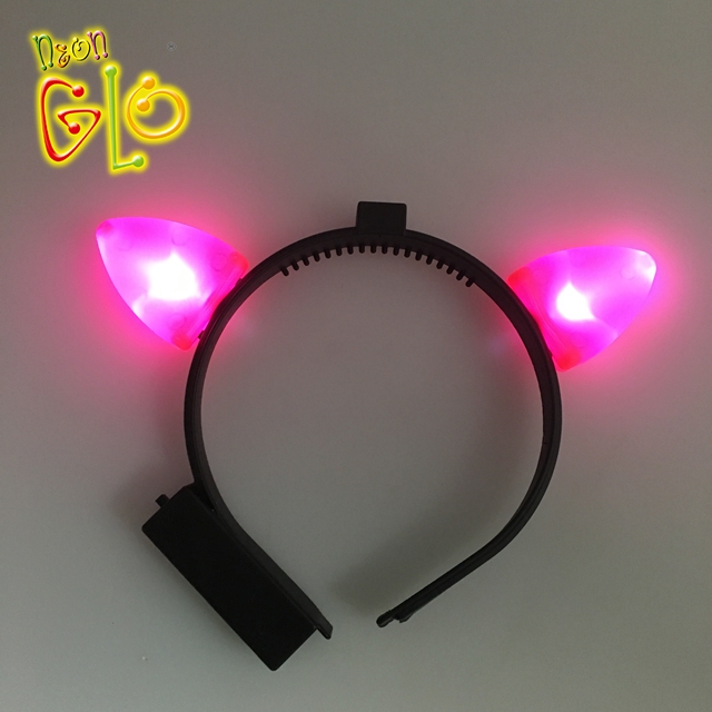 LED light up plastic hair band cat ears headband for entertainment center