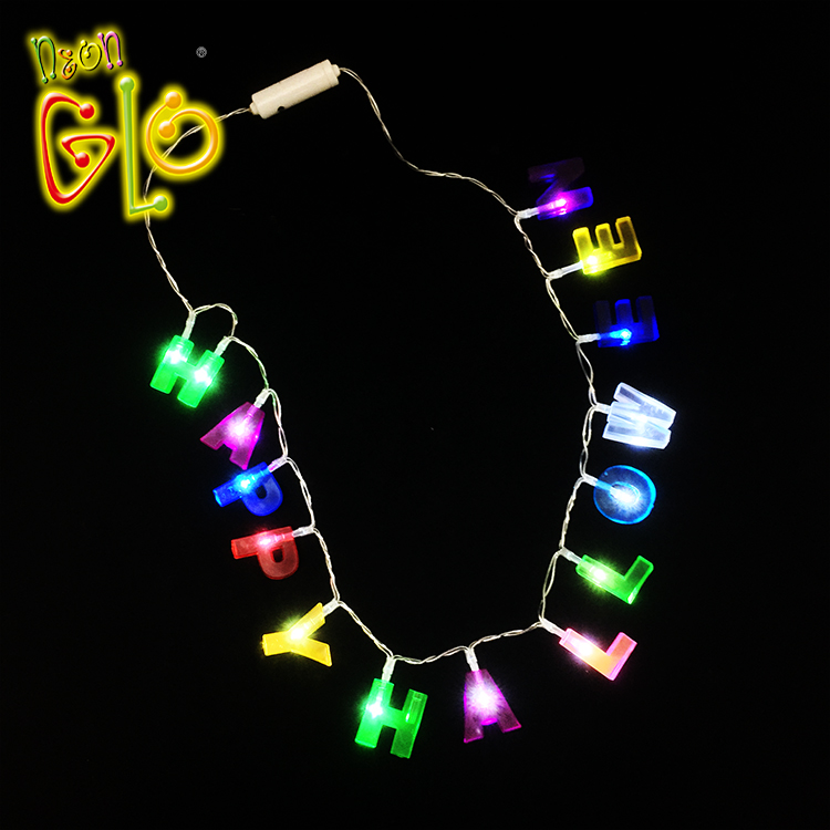 Yiwu manufacturers provide halloween jewelry glow dark letter necklace for halloween party