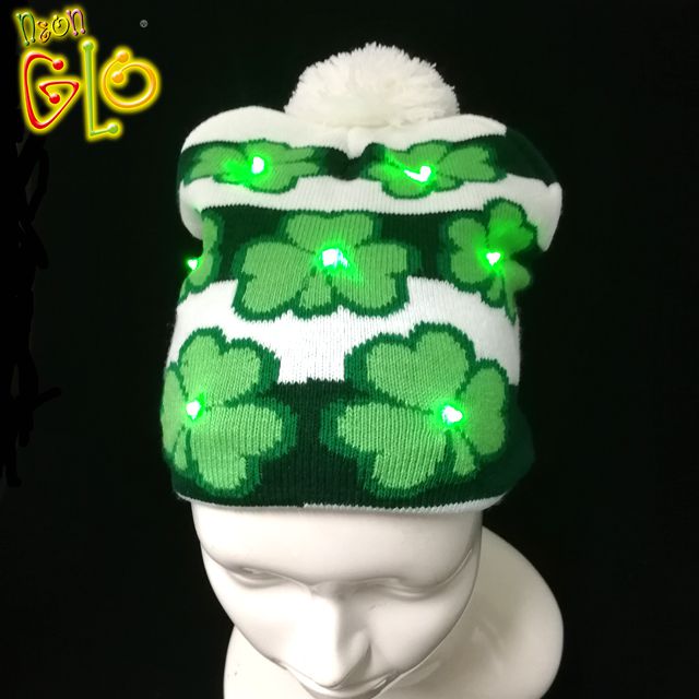 LED Light Up St Patrick Day Knitted Beanie