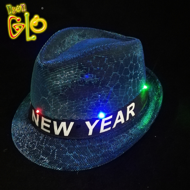 New Year LED Light Fedora Hat For Dance Party