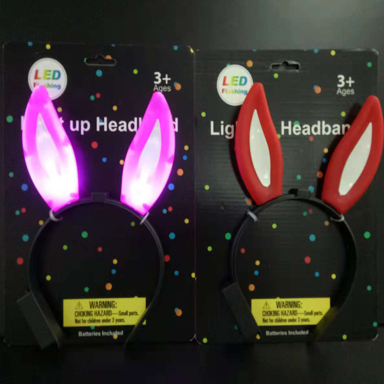 Hot sell party supplies Light-Up Bunny Ears Bopper LED ear headband