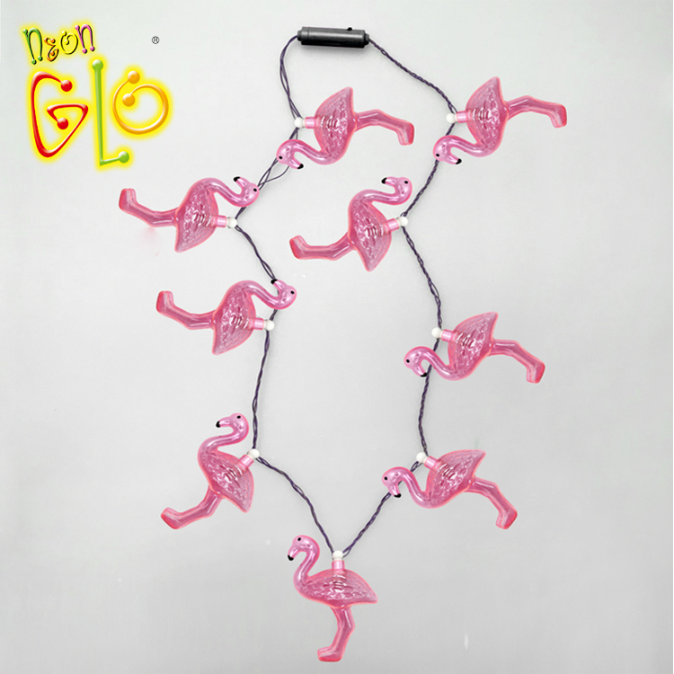China suppliers provide pink flamingo party supplies led flashing necklace as flamingo gifts