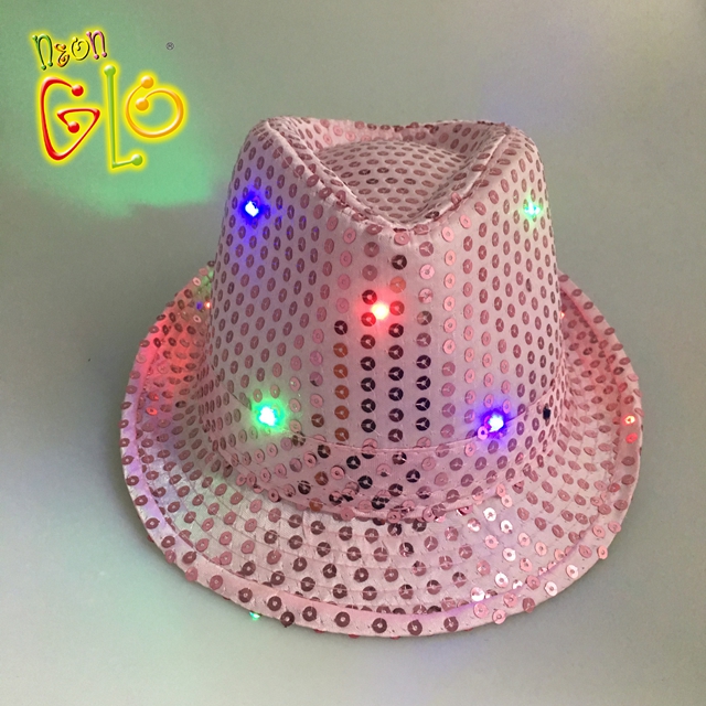 Wedding decor fedora hats with colorful led light made in china