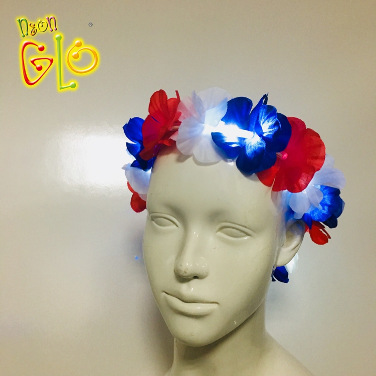 Light Up Hawaiian Headband LED Flower Lei
