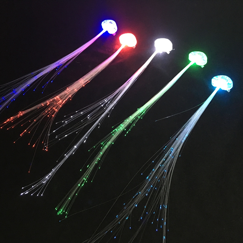 Light Up Fiber Optic Led Hair Lights Multicolor Flashing Barrette