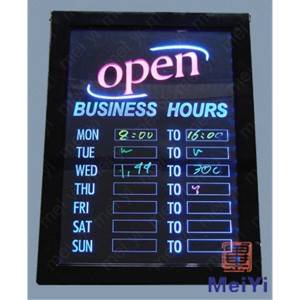 China Wholesale Acrylic Writing Board Factory Factories –  LED writing board with business hours-LWB-001 – Meiyi