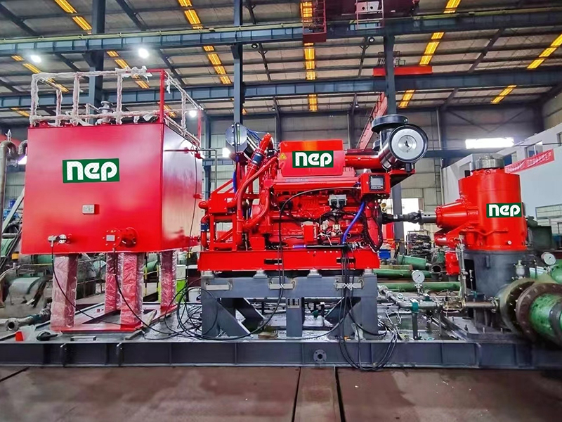 The largest flow diesel engine fire pump set for domestic offshore platforms manufactured by Hunan NEP successfully passed the factory test