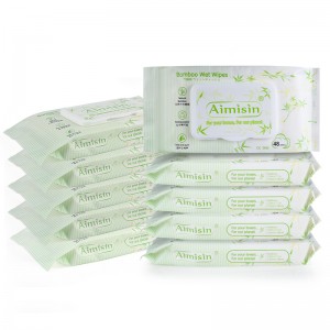 Sensitive skin friendly clean plant-based biodegradable 100% pure bamboo wet wipes