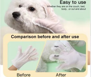 Eco Friendly Pet Biodegradable Bathing Wipe Grooming Cleaning Gloves Customize