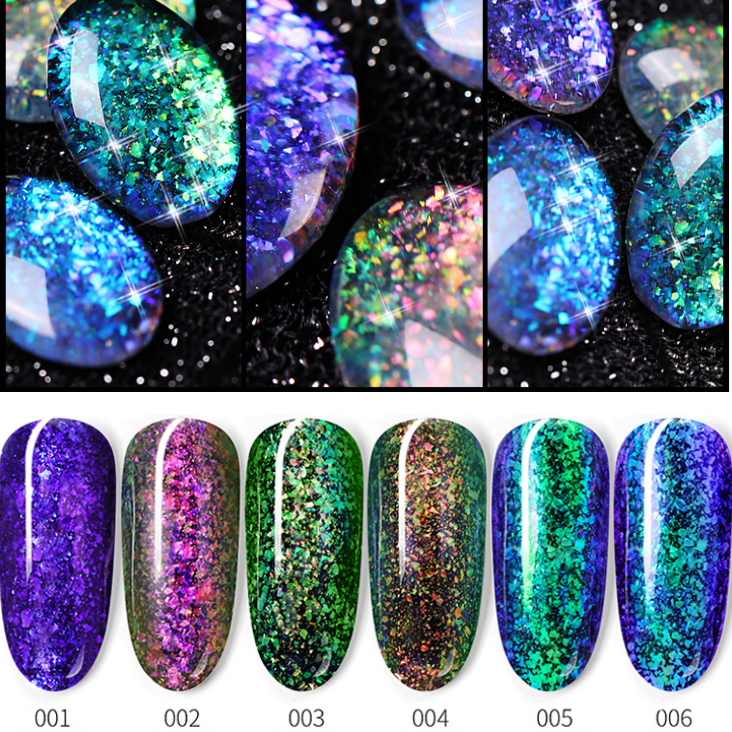 Nebula Color Gel Polish Aurona glitter Chameleon glitter nail gel Graceful and elegance manicure nail style