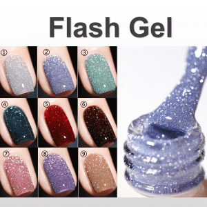 Flash gel /glitter gel polish super shinny under light new collection from manicure uv gel