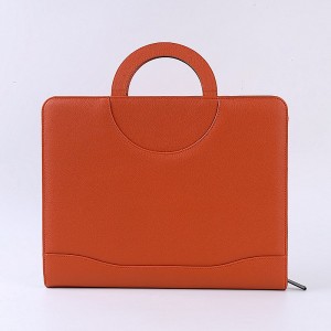 A4 Handbag Zippered Leather Portfolio Business Portfolio Folder Portfolio Bag