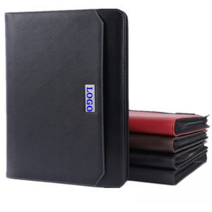 Business portfolio Portable Zippered Leather Portfolio PU Leather File Folder multifunctional laptop bag