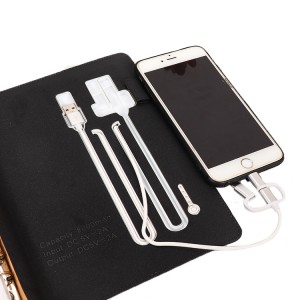 Power Bank Qi Wireless Charging Note Book Binder Spiral Diary with 16GB U Disk