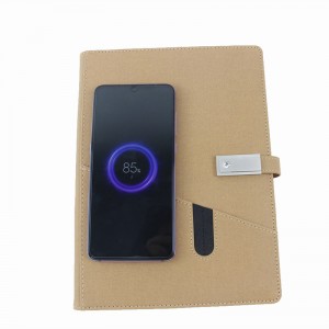 Wireless Charging Notebook multi functional power bank PU leather Notebook